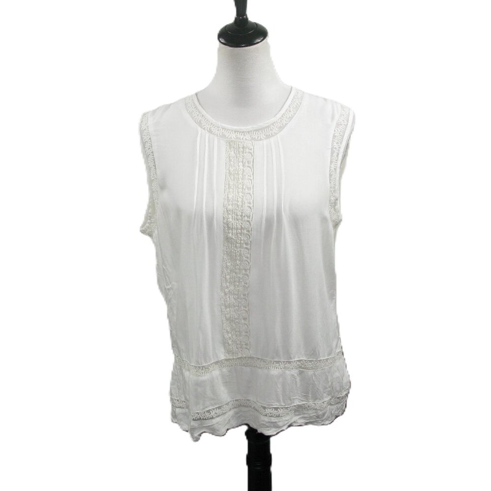Young Threads White Lace Detail Sleeveless Blouse Size Large